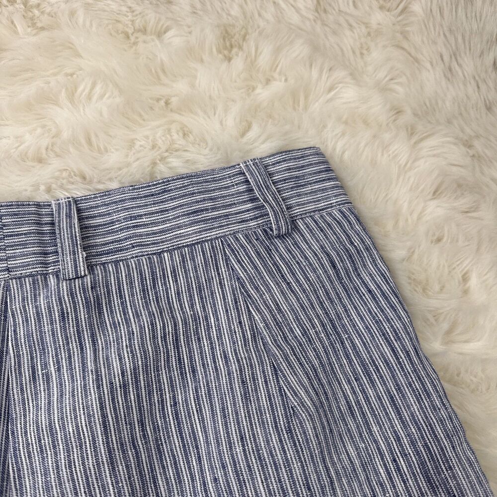 Claramonte Ankle Crop Pants 40 US 8 (29x25.5) Blue Pinstripe Pleat Cuffed Womens - Picture 6 of 9
